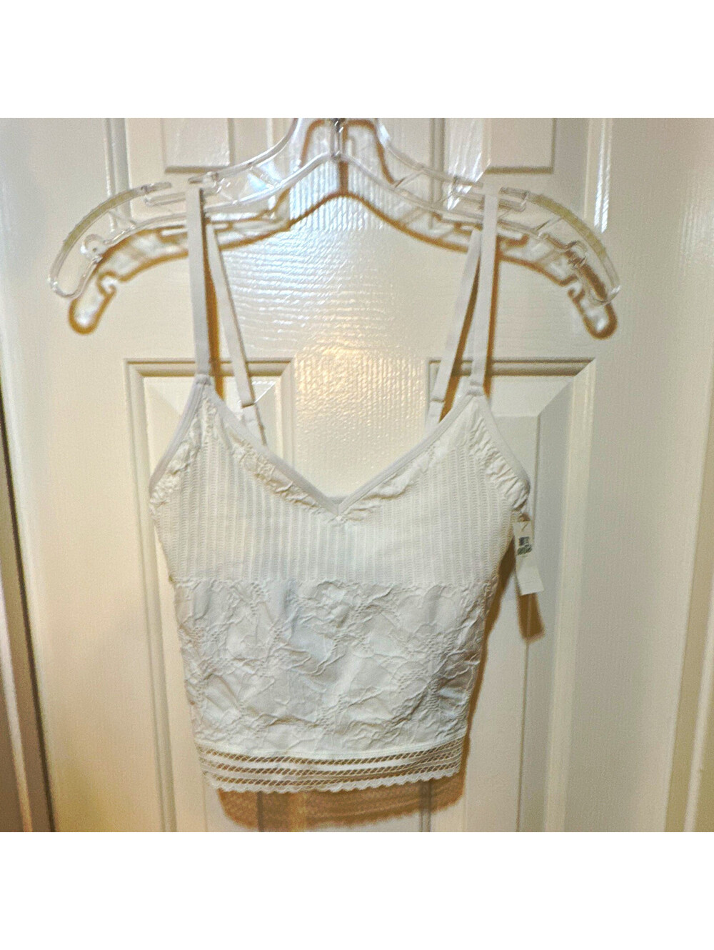 Aerie Superchill White Lace Bralette Bra Wireless Pullover Size S Stretch